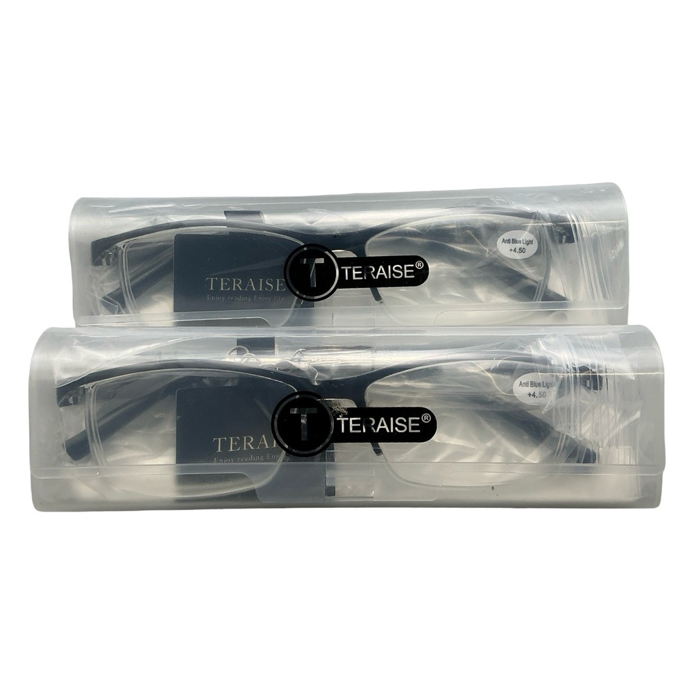 Teraise 2 Pack Blue Light Blocking Reading Glasses +4.50 Black 820 C1